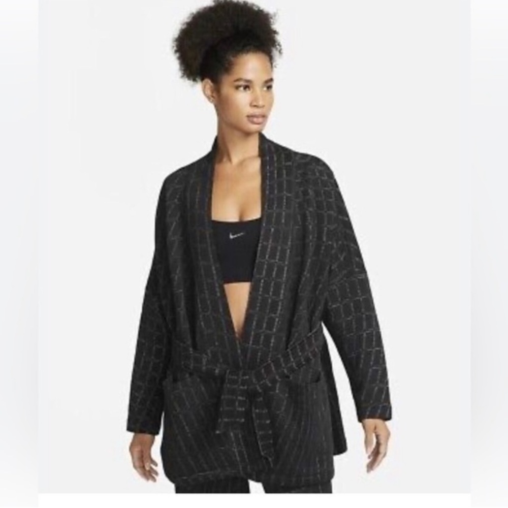 Nike Black Patterned Kimono Jacket reversible - image 1